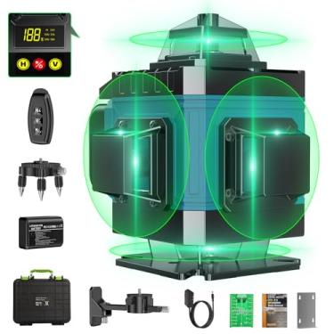 Imagem de LQHUE Nível A Laser De 16 Linhas, Autonivelante, 360°, Cruz Verde Profissional 4D, 4X360°, Com 2 Baterias, Brilho Ajustável E Controle Remoto, Para Construção Pisos Cerâmica Pendurar Quadros