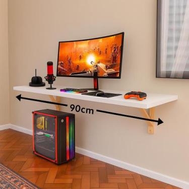 Imagem de Mesa Suspensa Em Mdf Branco Estudos Home Office Computador - AQUI DA R