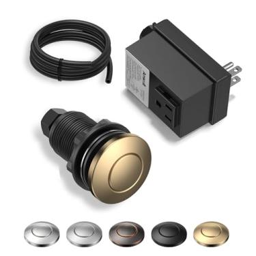 Imagem de ANWOLL Kit De Interruptor De Ar Para Triturador De Lixo - Botão De Pia Sem Fio Com Certificação Ul, Acabamento Em Bronze Champanhe, Compatível Com Torneira Delta Bronze Champanhe, Design Universal