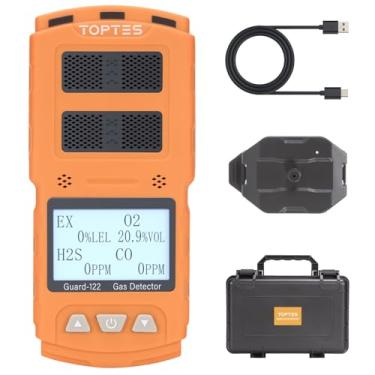 Imagem de TOPTES Toptes Guard-122 4 Monitor De Gás Detector De Gás Múltiplo Para H2S, Co, Lel, O2, Resposta De 0,5 S, Alarmes Triplos, Sensor Posicionado Na Parte Superior Para Detecção Desobstruída, Seguranç