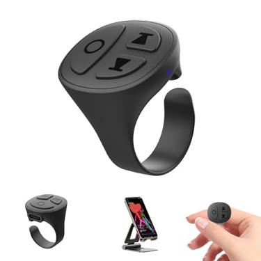 Imagem de SOFAMIRI TikTok Anel de rolagem Bluetooth Câmera Controle Remoto para iPhone iPad Android Ebook Reading Anel de rolagem para iPhone TikTok (anel único preto grafite)