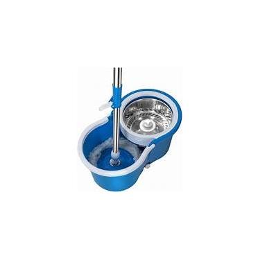 Imagem de Mop Giratório Fit Flash Limp MOP5010 Cabo Inox Ajustável Refil Microfibra Lavável Balde 8L Compacto Prático