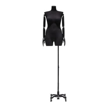 Imagem de O manequim é equipado com rodas universais, braço giratório de madeira maciça, base removível e altura ajustável de 69 a 92 polegadas.(Black)