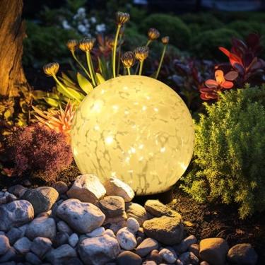 Imagem de Globo solar para ambientes externos - Luzes esféricas de jardim à prova d'água alimentadas por energia solar para pátio, quintal e acampamento | Iluminação externa elegante e portátil para