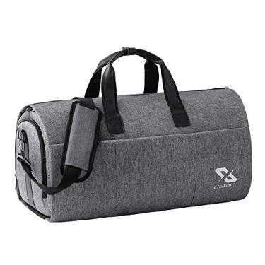 Imagem de Golkcurx Bolsa conversível para viagem, bolsa de viagem com compartimento para sapatos, alça de ombro removível - 2 em 1 para terno, bolsas de viagem para homens e mulheres, Cinza, Bolsa de viagem conversível, bolsa de roupa 2 em 1, bolsa de viagem para roupas