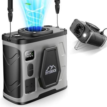 Imagem de Ventilador de cintura portátil com vento turbo de 16.000 RPM, tempo de execução de 40H, bateria de 10.000 mAh – Clip-on, pescoço ou mesa, lanterna e suporte de carregamento USB para trabalho ao ar