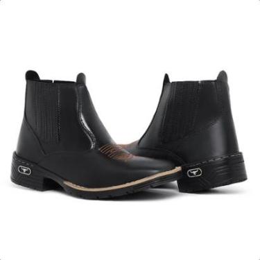 Imagem de Bota Botina Texana Preta Masculina Bordada Elegante Rodeio Dia a Dia Moderna-Masculino