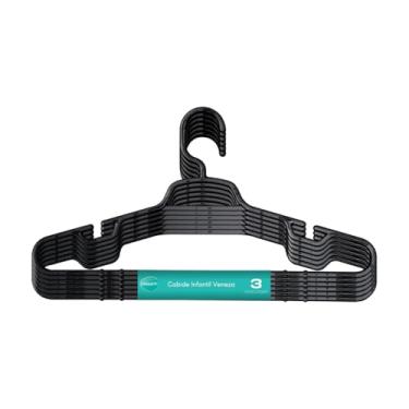 Imagem de Cabide Infantil Veneza Preto Cinquetti, Suporte De Roupa Infantil, Preto, Com Engates Internos E Haste, Produzido Com Plástico Livre De Bpa, Qualidade Brasileira Há Mais De 40 Anos, Contém 6 Cabides