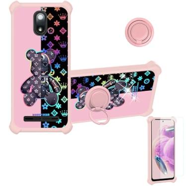 Imagem de jioeuinly Capa para ANS P550 compatível com ANS Artia Sp555D [com protetor de tela de vidro temperado][PC rígido + silicone macio][suporte para anel] [luz refletora colorida] IMDF-JXX