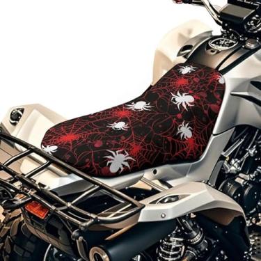 Imagem de Qpednta Capa de assento para quadriciclo de teia de aranha de Halloween, capa de assento de quatro rodas, acessórios universais ATV para Polaris Sportsman 570 450 850, Polaris Scrambler 400 500 850