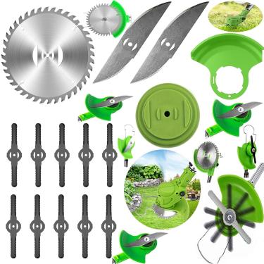 Imagem de 15 peças de lâminas de cortador de grama de 15,24 cm, adequado para aparar grama sem fio, acessórios operados por bateria, cabeça de cortador de escova, lâmina de aço para cortar ervas daninhas, mato