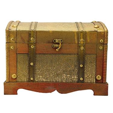 Imagem de Caixa de jóias de madeira elegante vintage Caixa de armazenamento decorativo de grande capacidade para festa de casamento em casa composta de madeira compensada 11.81x7.87x8.46