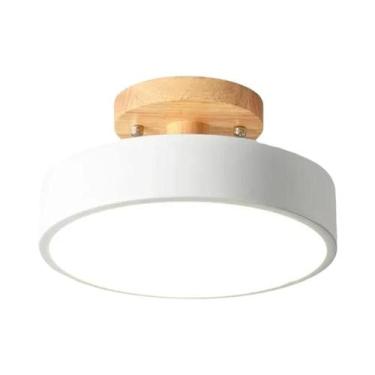 Imagem de Luminária De Teto Redonda De Madeira, Iluminação Industrial Nórdica Pa