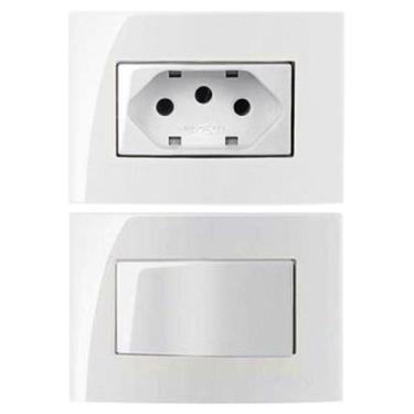 Imagem de 8 Tomada 3 Pinos + Interruptor Paralelo para Móvel Embutir Sleek Branc