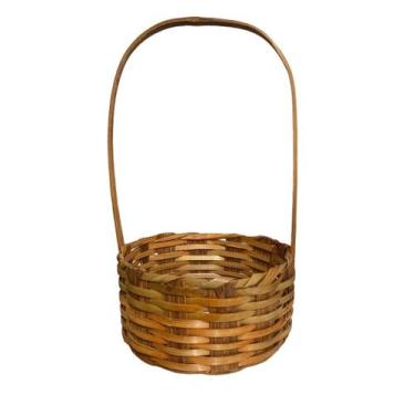 Imagem de Cesta Redonda De Bambu 26 x14cm Decorativo Páscoa festa-5un - Blook