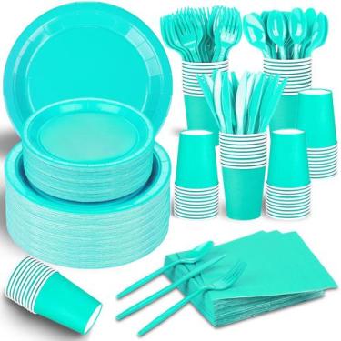 Imagem de Conjunto de artigos de festa TWOWYHI Teal Blue para 30 convidados, 228