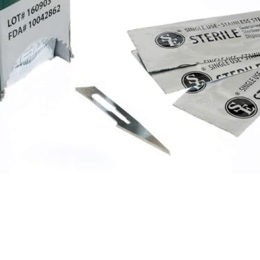 Imagem de SE Lâminas De Bisturi Esterilizadas Nº 11, Pacote Com 100 Unidades - Aço Inoxidável 440, Embaladas Individualmente Para Artesanato, Cirurgia E Uso Em Laboratório - Bl-11S440