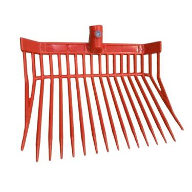 Imagem de IEUDNS Cabeça de substituição para garfo de esterco de cavalo com dentes angulares, ferramenta de limpeza, cabeça de forcado para feno, cama para cavalos, Vermelho