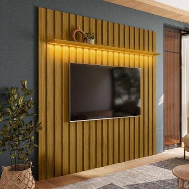 Imagem de Painel para TV Até 70 Polegadas London 1 Prateleira com Led Cedro - Olivar Móveis