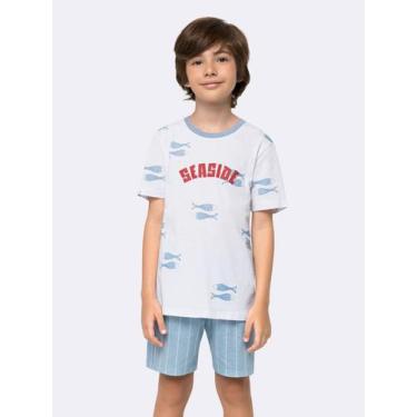 Imagem de Pijama Manga Curta Infantil Masculino Memórias de Verão - Veggi, Branc
