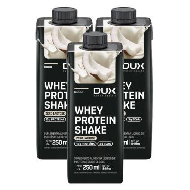 Imagem de Kit 3 Whey Protein Shake Dux com 15g de Proteína e 3g BCAA Sabor Coco Zero Lactose 250ml