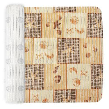 Imagem de Tapete de banho para banheiras antiderrapante 91,4 cm x 43,2 cm desenho animado antiderrapante banheira tapete de chuveiro antiderrapante com orifícios de drenagem e ventosas (marrom, 91 cm x 43 cm)