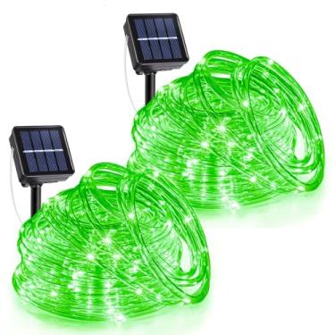 Imagem de Pacote com 2 luzes de corda solar ao ar livre, total de 270 luzes solares de LED à prova d'água, 8 modos de luz de tubo transparente cintilante para pátio, trampolim, jardim, piscina, caminho, árvore