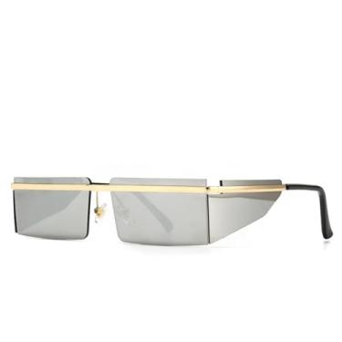 Imagem de Óculos de sol de luxo sem armação, masculino e feminino, fashion, com proteção UV400, vintage (C3Silver)