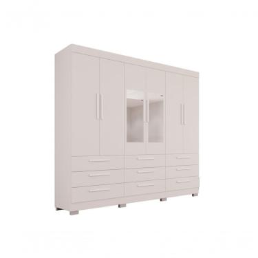 Imagem de Roupeiro Dinamarca Com Espelho 6 Portas 9 Gavetas Salleto Branco