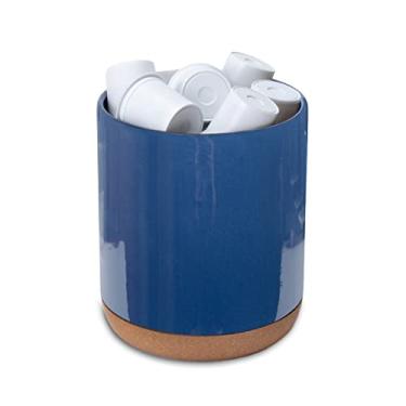 Imagem de Elanze Designs Extra Large Navy Blue Stoneware 24 Count K Cup Coffee Pod Holder With Cork Bottom