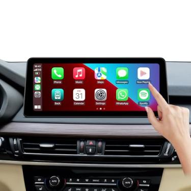 Imagem de Tela Android de 12,3 polegadas para BMW X5 F15 X6 F16 2014-2017 com sistema NBT, atualização sem fio Apple CarPlay Android Auto, rádio de substituição de tela sensível ao toque IPS para iDrive de