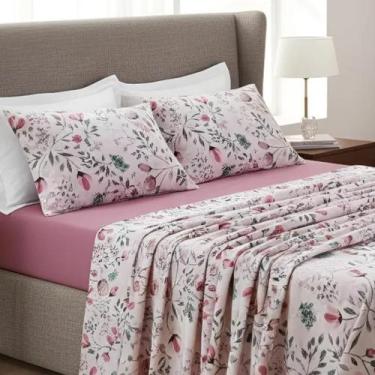 Imagem de Conjunto De Lencol Casal Queen Size Nyla 200 Fios 04 Pçs Toque Super M