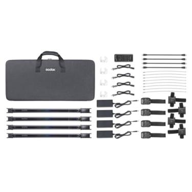 Imagem de Godox Kit de 4 lâmpadas de tubo TL60 com efeitos RGB, HSI e CCT e 36.000 cores para filmagem e fotografia