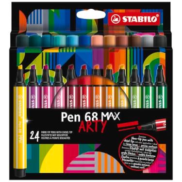 Imagem de STABILO Caneta de ponta de fibra premium com ponta de cinzel 68 MAX - ARTY - Pacote com 24 - cores sortidas