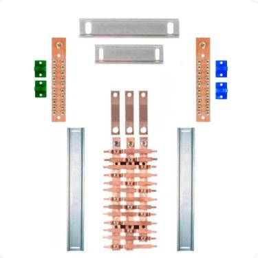 Imagem de Kit Barramento Trifásico 150A para 26 Circuitos com Placa de Policarbo