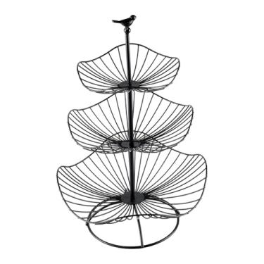 Imagem de Generic Bandejas de armazenamento de cesta de frutas, suporte de fruteira de ferro multifuncional de 3 camadas, organizador para sala de estar, festa, sala de, Preto