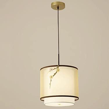 Imagem de Lustre moderno estilo chinês moderno lustre LED, luz pendente de lanterna de pano, luminária suspensa de teto clássica interna para quarto cabeceira sala de estar corredor jantar cozinha ilh