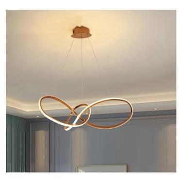 Imagem de Lustre de sala de jantar Iluminação interna Luz de teto Luz de parede Lustre LED Iluminação interna para sala de estar (Ouro B 80cm,. RC dimerização remota)