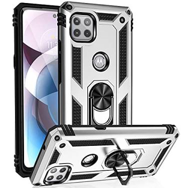 Imagem de Capa de impacto de queda de grau militar para Moto One 5G Ace Capa Motorola One 5G Ace G 5G 360 metal anel giratório suporte suporte armadura resistente à prova de choque para uma capa de telefone 5G