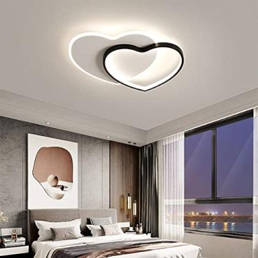 Imagem de Luminária de teto LED, lustre contemporâneo embutido de 2 corações, luminária de teto regulável de 3000K-6500K, luminária para quarto de menina, sala de estar, cozinha, hall de entrada, sala