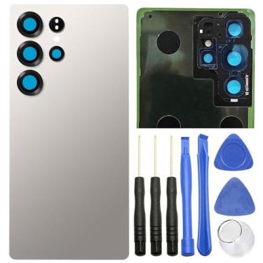 Imagem de Ubrokeifixit Capa de vidro traseira traseira para Galaxy S25 Ultra S938U para Samsung Galaxy S25 Ultra SM-S938U S938W S938U1 S938N S938E 2025 6,9 polegadas, com lente de câmera (S938-cinza titânio)