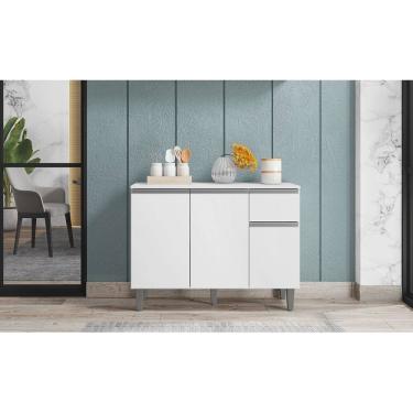 Imagem de Armário Organizador Cozinha Vanessa Branco C/Tampo 3 Portas 1 Gaveta - AJL Móveis