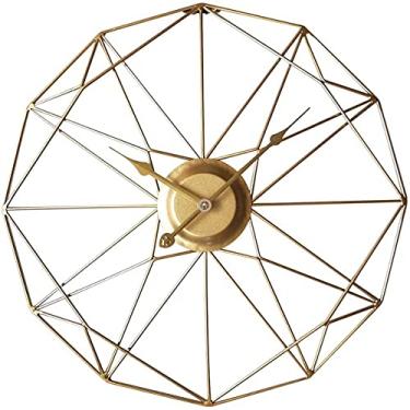 Imagem de CUTPOIY Relógio de parede silencioso, relógio de pêndulo de parede de metal grande estilo vintage, diâmetro 50 cm - dourado