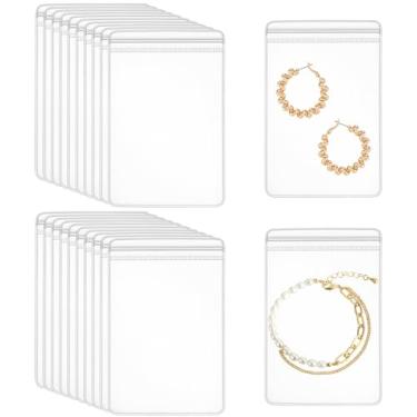 Imagem de Ymapinc 20 peças de armazenamento de bolsas de joias antimanchas, pequenos sacos de plástico transparentes, bolsa organizadora de joias de viagem, sem emaranhamento, para brinco, pulseira, corrente