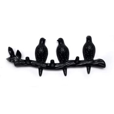 Imagem de Cabideiro montado na parede fofo pequeno pássaro ganchos de parede branco montado na parede cabide com 3 ganchos sem perfuração pode pendurar roupas bolsas chapéus chave inclui acessórios de