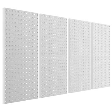 Imagem de Pegboard Smith Painéis de metal de 30,5 x 61 cm, pacote com 4 quadros organizadores de ferramentas cinza montados na parede, placa de armazenamento de ferramentas resistentes para garagem, bancada de