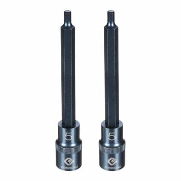 Imagem de HARFINGTON 2 soquetes hexagonais de impacto de 1/5.1 cm H5 (5 mm) métrico 14.0 cm de comprimento S2 soquetes de aço 6 pontos para adaptador de furadeira elétrica, azul