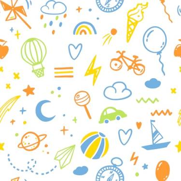 Imagem de VaryFloral Papel de parede de desenho animado para quarto de crianças bonito papel de parede desenhado à mão para berçário meninos quarto decorativo colorido desenho animado papel de contato com balão