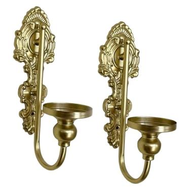 Imagem de Generic 2 peças suporte de vela de ferro ornamento suporte de vela presentes castiçal montado na parede para festas aniversário casa mesa festival