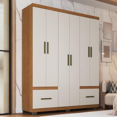 Imagem de Guarda Roupa Casal 6 Portas 2 Gavetas com Pes Manaus Faimec